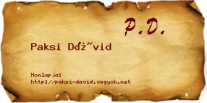 Paksi Dávid névjegykártya